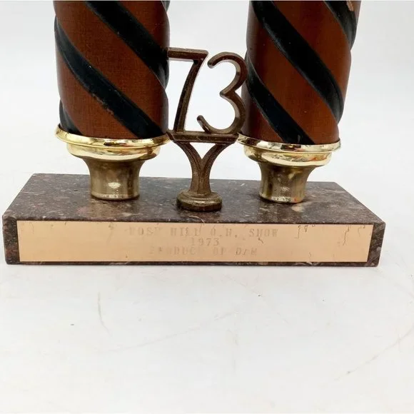 1973 Horse Show Trophy Rose Hill Kansas Vintage Collectible Statue Horseshoe - Picture 5 of 16